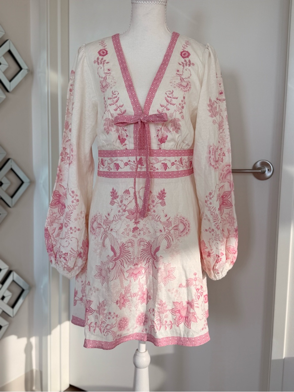 Linen blend cream dress